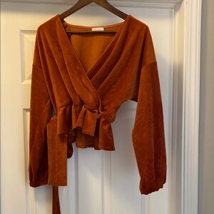 Elegant Rust Wrap Top